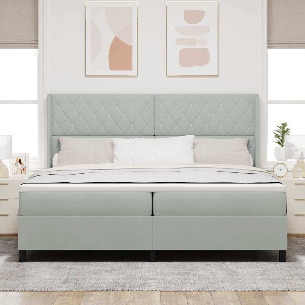 Letto a molle con materasso Grigio chiaro 200 x 200 cm Velluto | homemem39