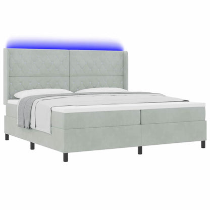 Letto a molle con materasso Grigio chiaro 200 x 200 cm Velluto | homemem39