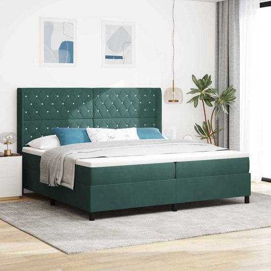 Letto a molle con materasso Verde Scuro 200 x 200 cm Velluto | homemem39