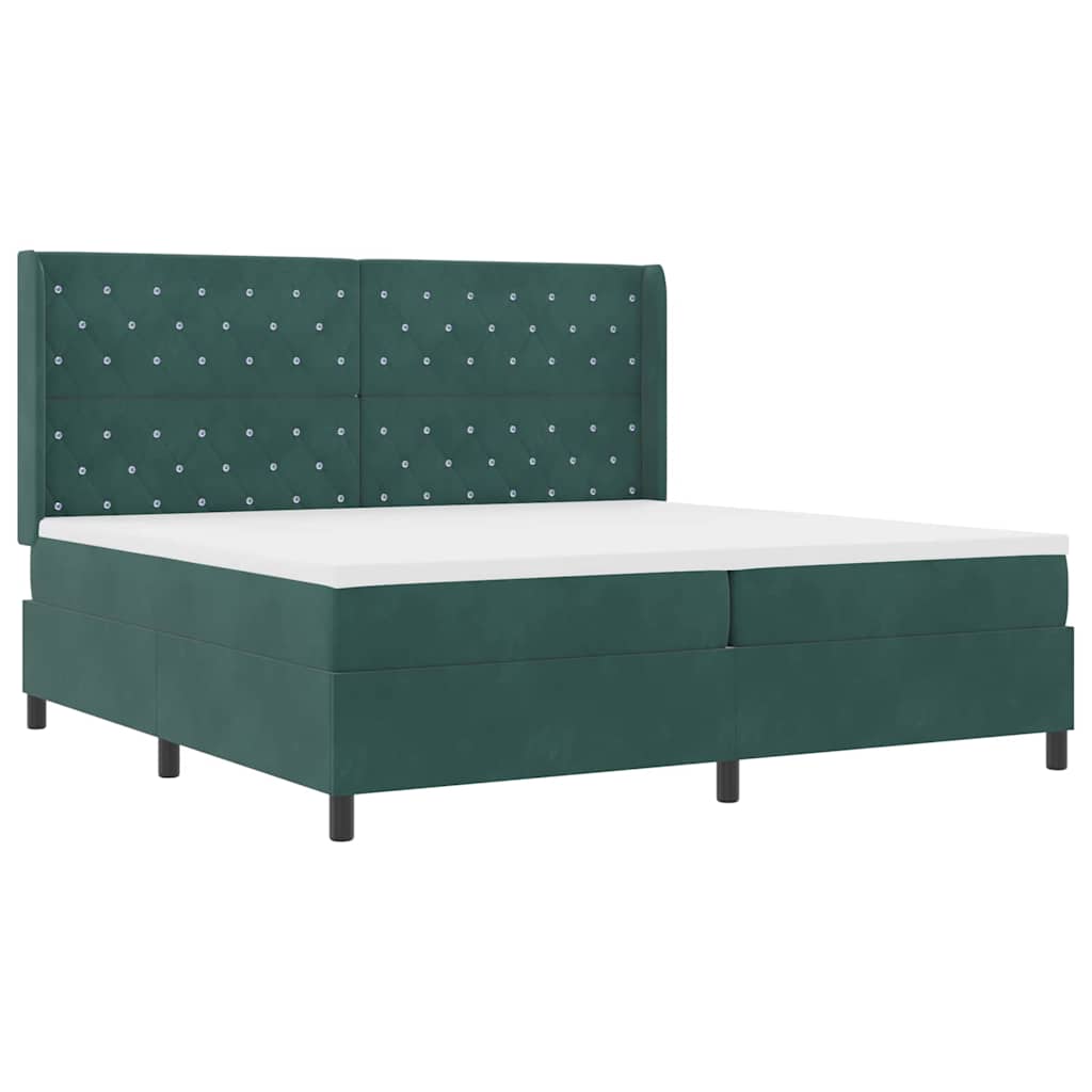 Letto a molle con materasso Verde Scuro 200 x 200 cm Velluto | homemem39