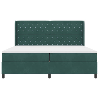 Letto a molle con materasso Verde Scuro 200 x 200 cm Velluto | homemem39