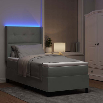 Letto a molle con strisce LED Grigio chiaro 80 x 200 cm Velluto | homemem39