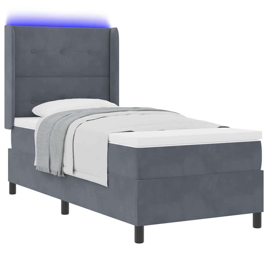 Letto a molle con strisce LED Grigio scuro 80 x 200 cm Velluto | homemem39