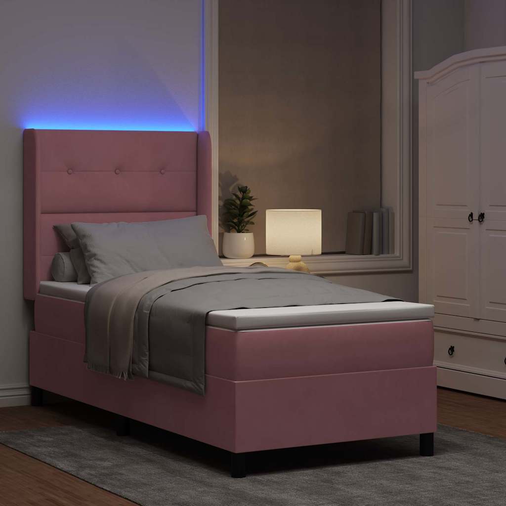 Letto a molle con strisce LED Rosa 80 x 200 cm Velluto | homemem39