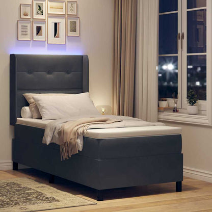 Letto a molle con strisce LED Grigio scuro 90 x 190 cm Velluto | homemem39