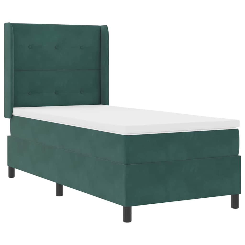 Letto a molle con strisce LED Verde Scuro 90 x 200 cm Velluto