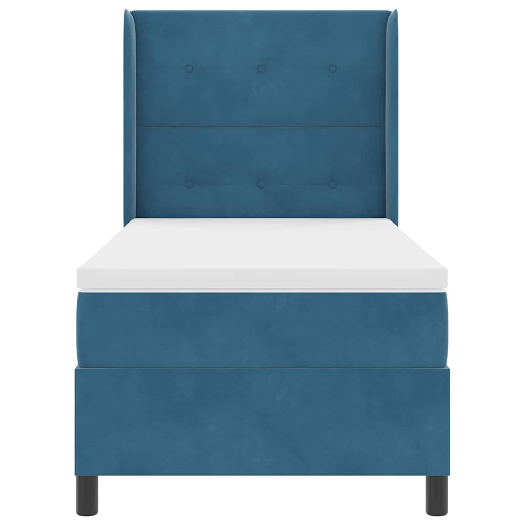 Letto a molle con strisce LED Blu 90 x 200 cm Velluto | homemem39