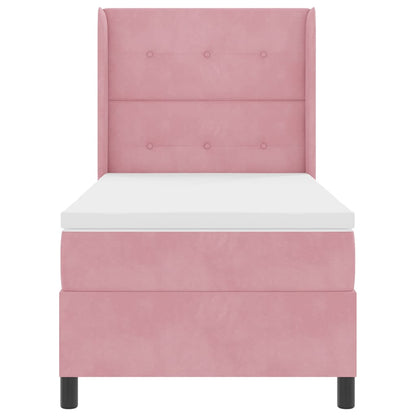 Letto a molle con strisce LED Rosa 90 x 200 cm Velluto | homemem39