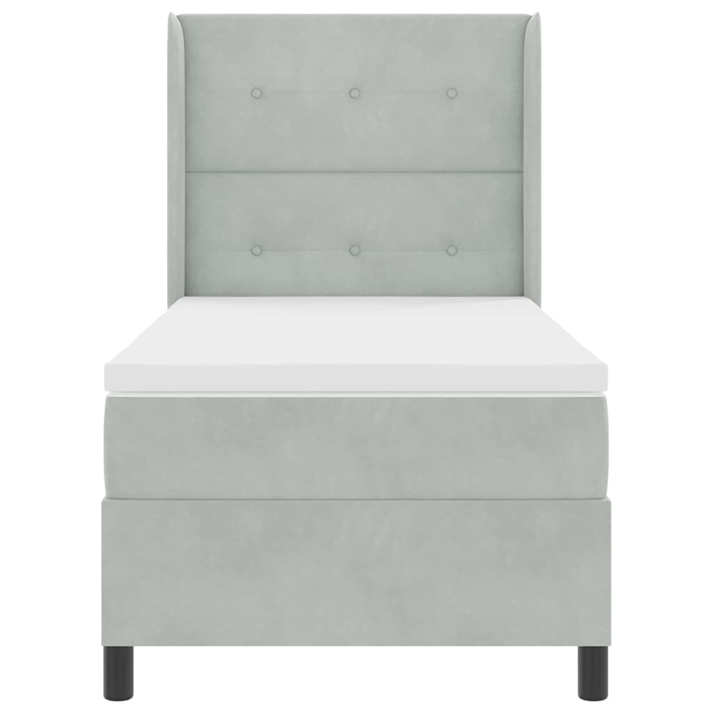 Letto a molle con testiera Grigio chiaro 100 x 200 cm Velluto | homemem39