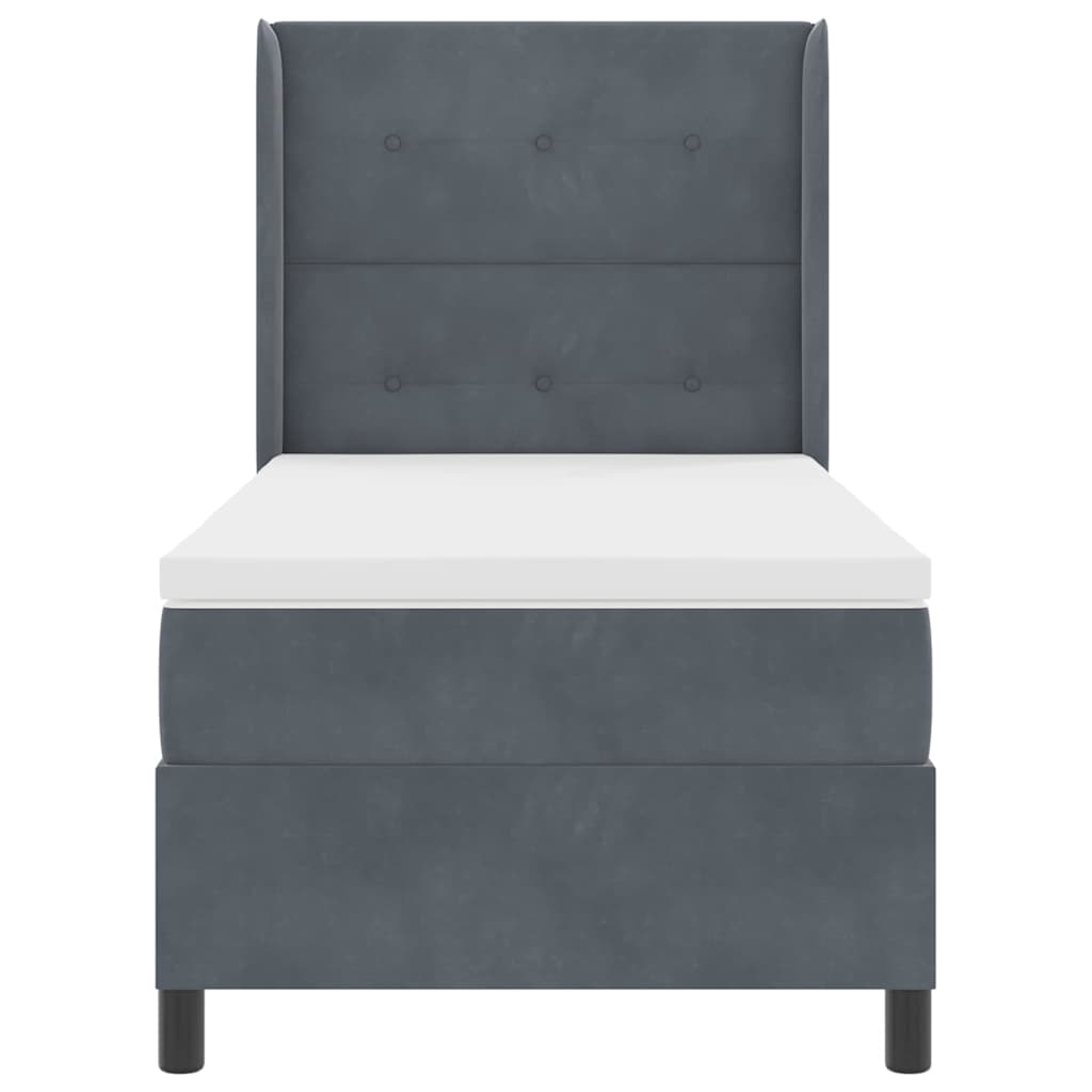 Letto a molle con strisce LED Grigio scuro 100 x 200 cm Velluto | homemem39