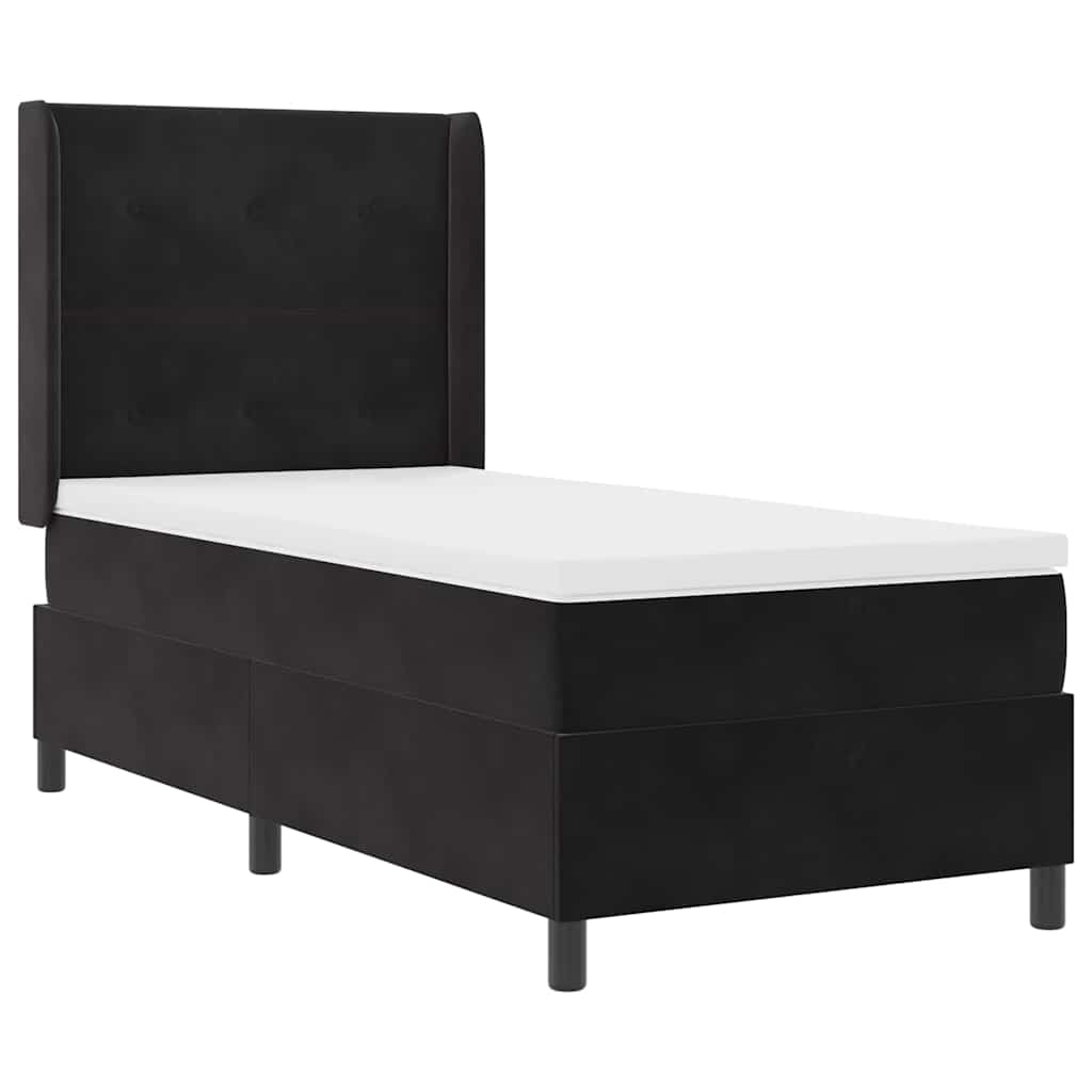 Letto a molle con strisce LED Nero 100 x 200 cm Velluto | homemem39