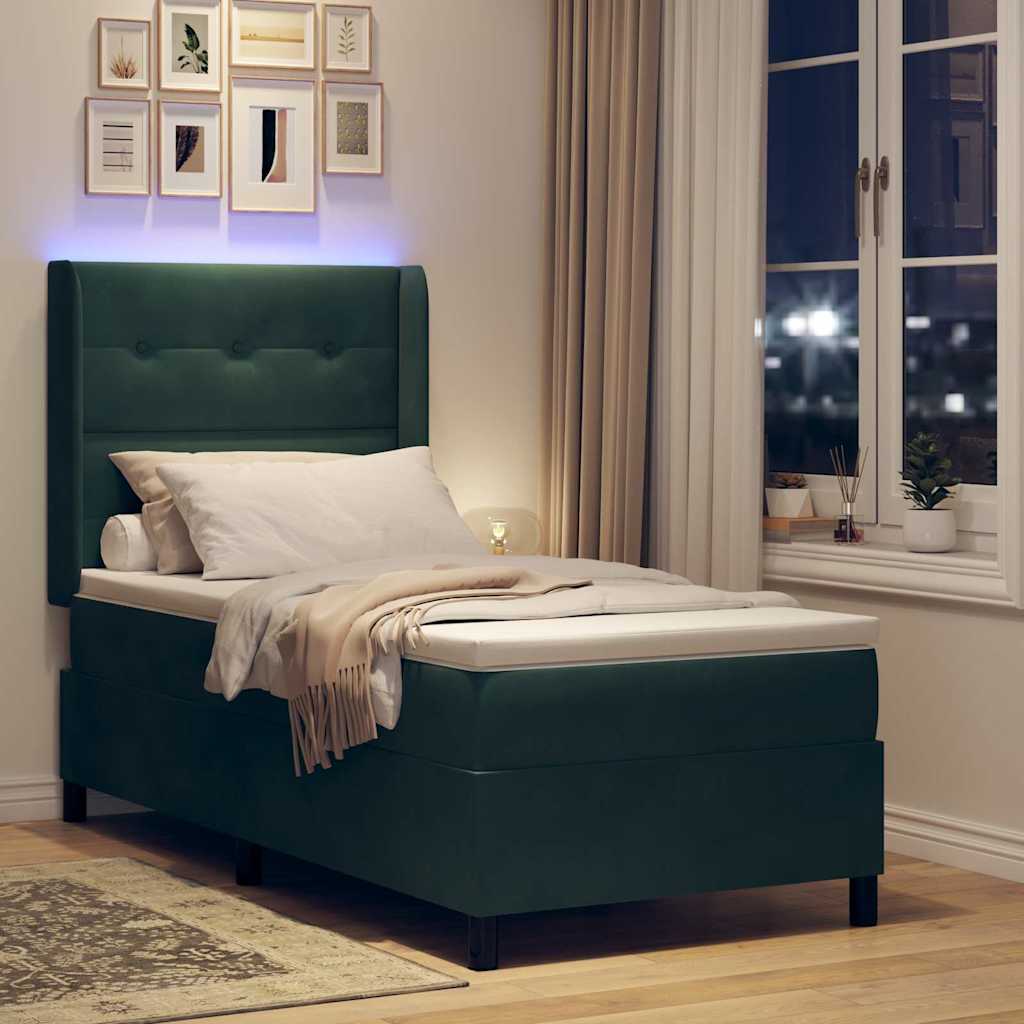 Letto a molle con strisce LED Verde 100 x 200 cm Velluto | homemem39