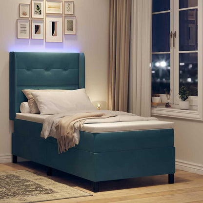 Letto a molle con strisce LED Blu 100 x 200 cm Velluto | homemem39