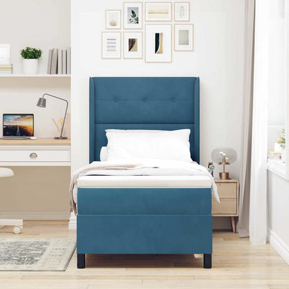 Letto a molle con strisce LED Blu 100 x 200 cm Velluto | homemem39