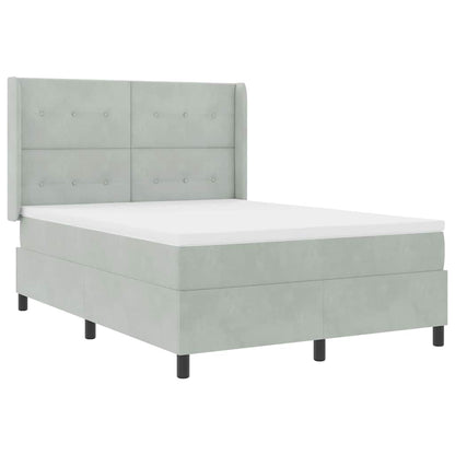 Letto a molle con testiera Grigio chiaro 140 x 190 cm Velluto | homemem39