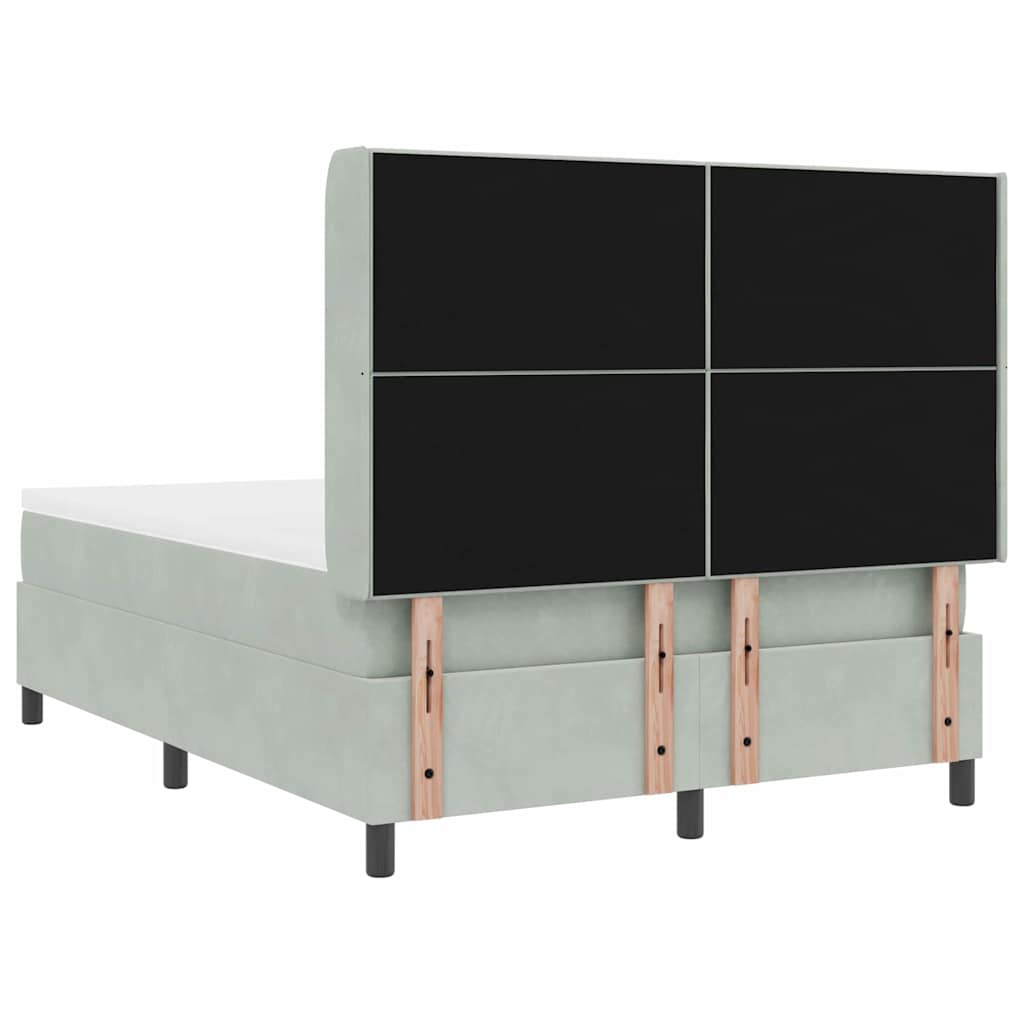 Letto a molle con testiera Grigio chiaro 140 x 190 cm Velluto | homemem39
