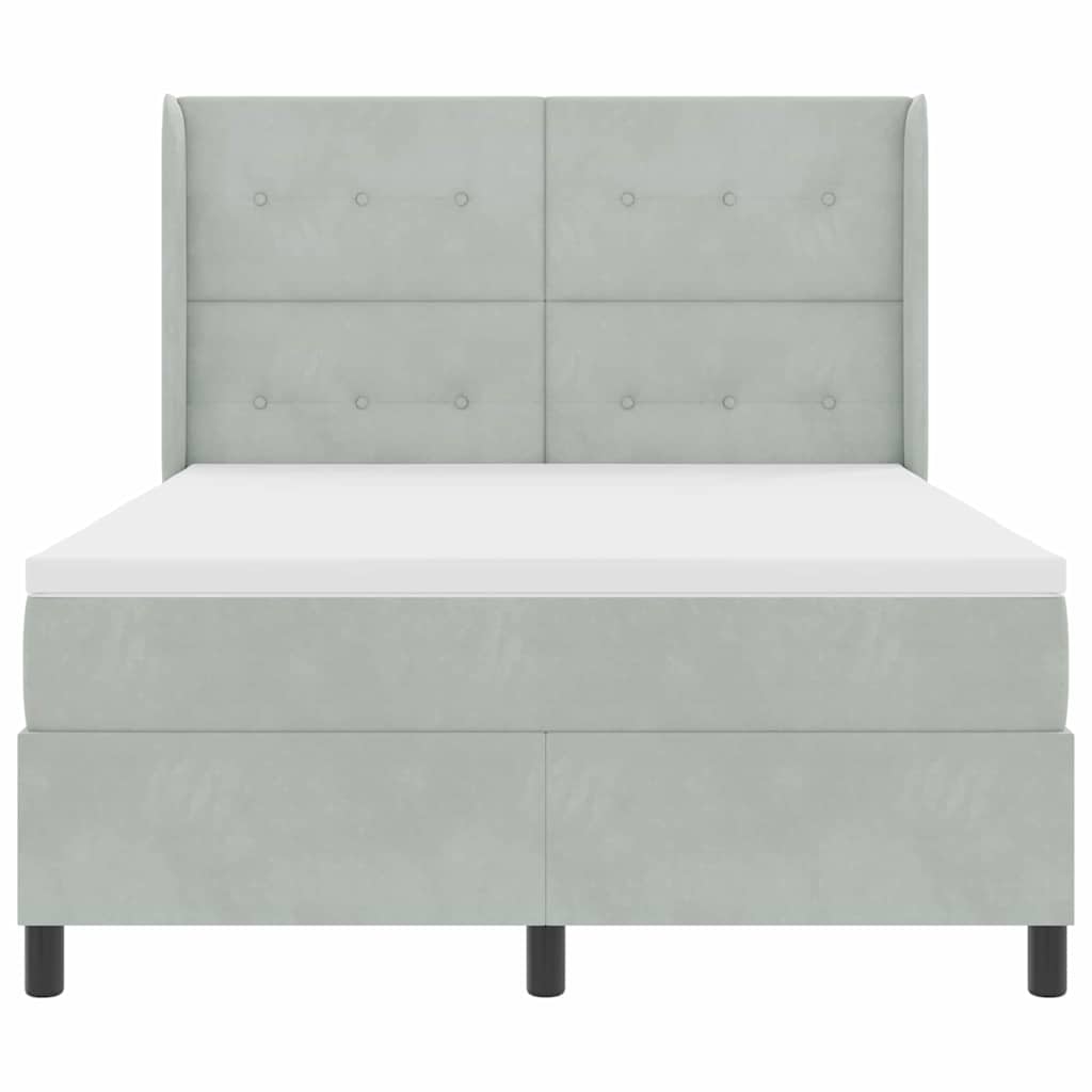Letto a molle con testiera Grigio chiaro 140 x 190 cm Velluto | homemem39