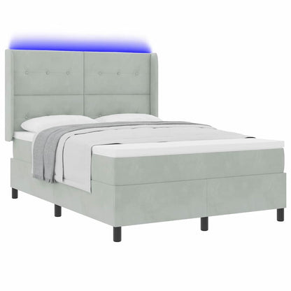 Letto a molle con testiera Grigio chiaro 140 x 190 cm Velluto | homemem39