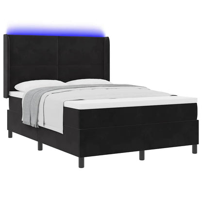 Letto a molle con strisce LED Nero 140 x 190 cm Velluto | homemem39