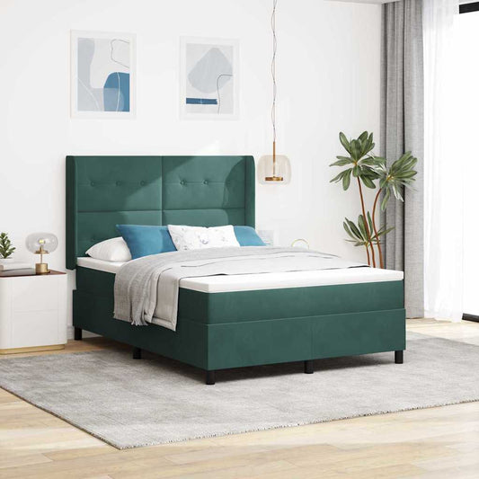 Letto a molle con strisce LED Verde 140 x 190 cm Velluto | homemem39