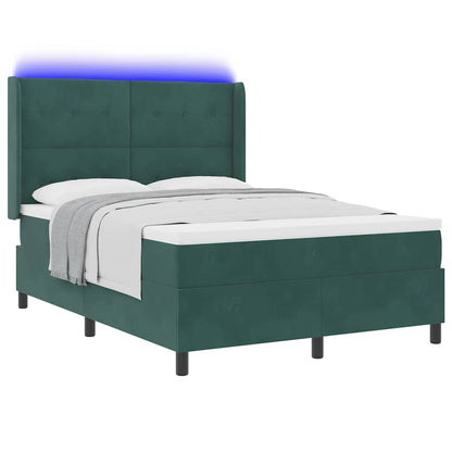 Letto a molle con strisce LED Verde 140 x 190 cm Velluto | homemem39