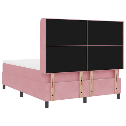 Letto a molle con strisce LED Rosa 140 x 190 cm Velluto | homemem39