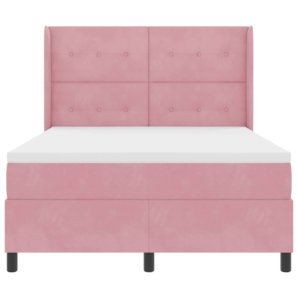 Letto a molle con strisce LED Rosa 140 x 190 cm Velluto | homemem39
