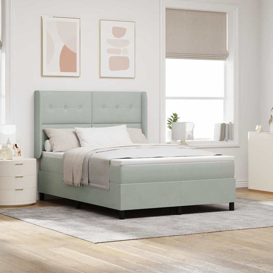 Letto a molle con testiera Grigio chiaro 140 x 200 cm Velluto | homemem39