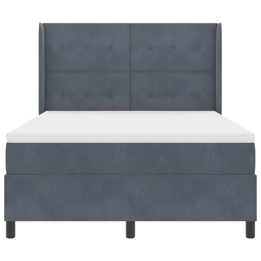 Letto a molle con strisce LED Grigio scuro 140 x 200 cm Velluto | homemem39