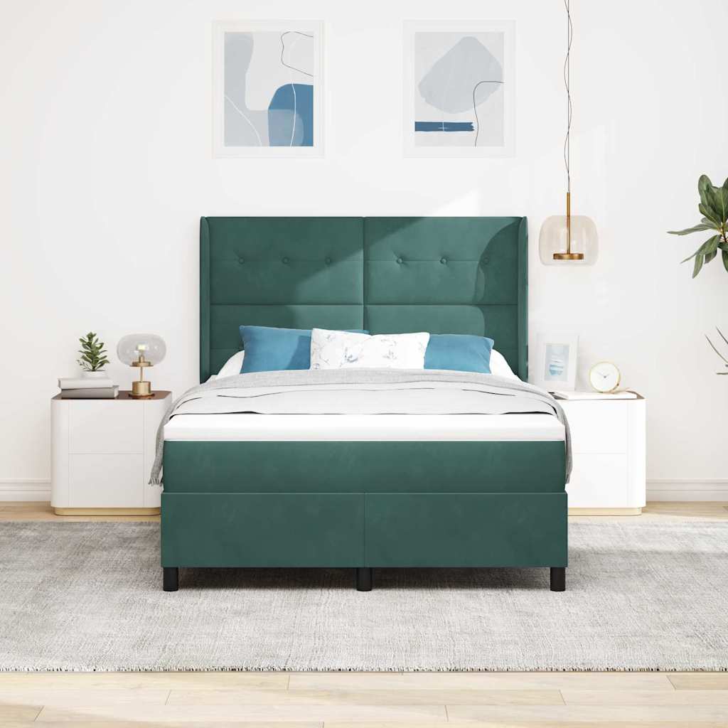 Letto a molle con strisce LED Verde Scuro 140 x 200 cm Velluto | homemem39