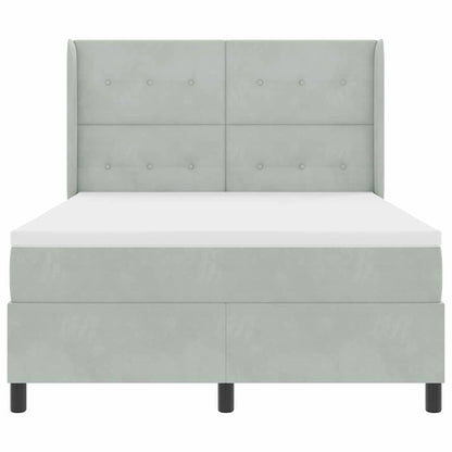 Letto a molle con testiera Grigio chiaro 160 x 200 cm Velluto | homemem39