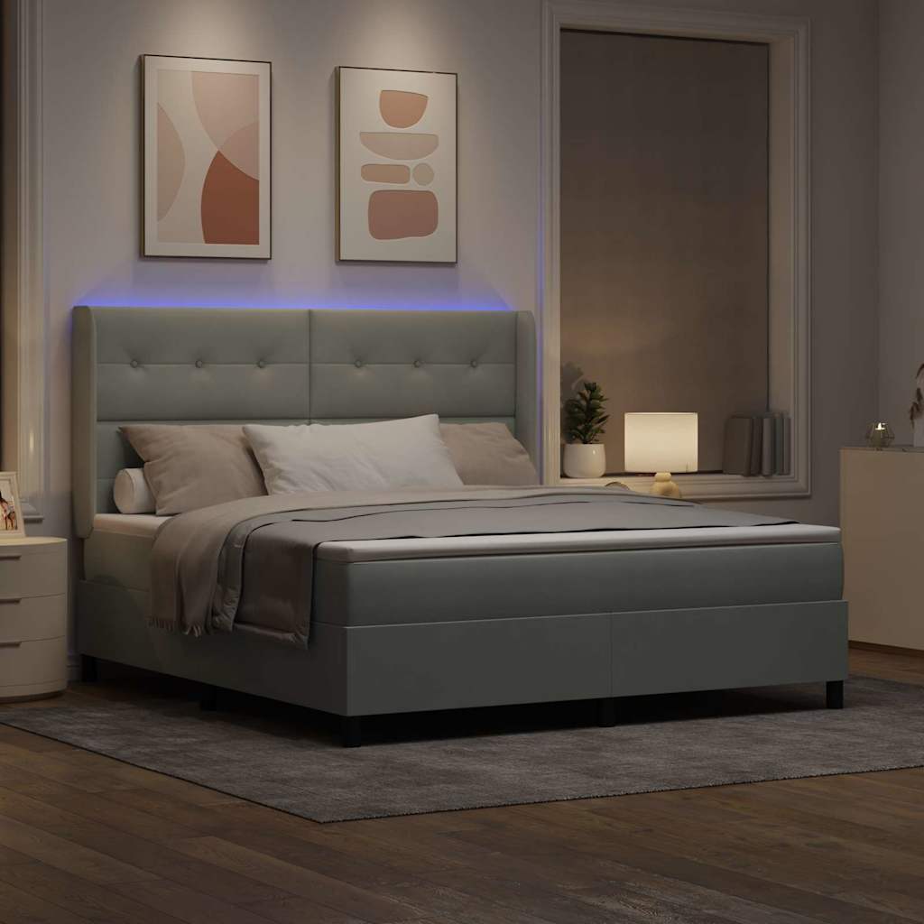 Letto a molle con testiera Grigio chiaro 180 x 200 cm Velluto | homemem39