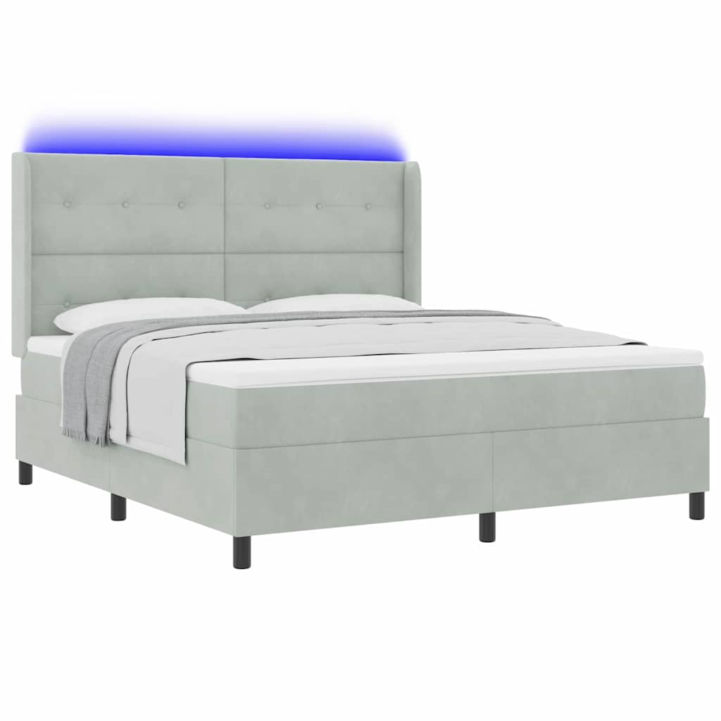 Letto a molle con testiera Grigio chiaro 180 x 200 cm Velluto | homemem39