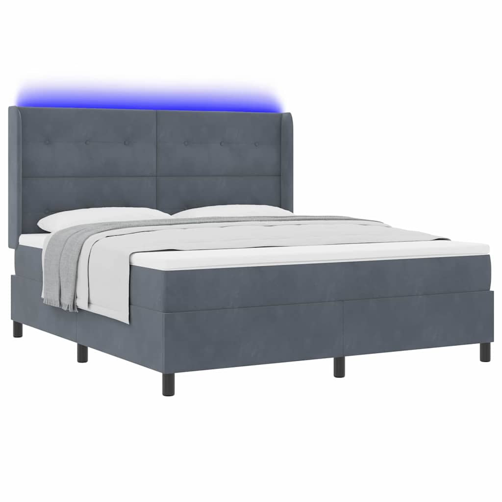 Letto a molle con strisce LED Grigio scuro 180 x 200 cm Velluto | homemem39