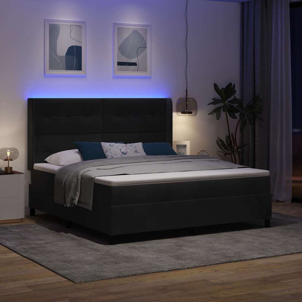 Letto a molle con strisce LED Nero 180 x 200 cm Velluto | homemem39