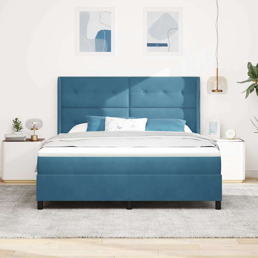 Letto a molle con strisce LED Blu 180 x 200 cm Velluto | homemem39