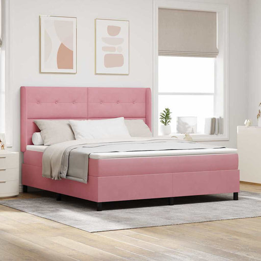Letto a molle con strisce LED Rosa 180 x 200 cm Velluto | homemem39
