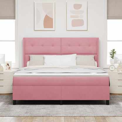 Letto a molle con strisce LED Rosa 180 x 200 cm Velluto | homemem39