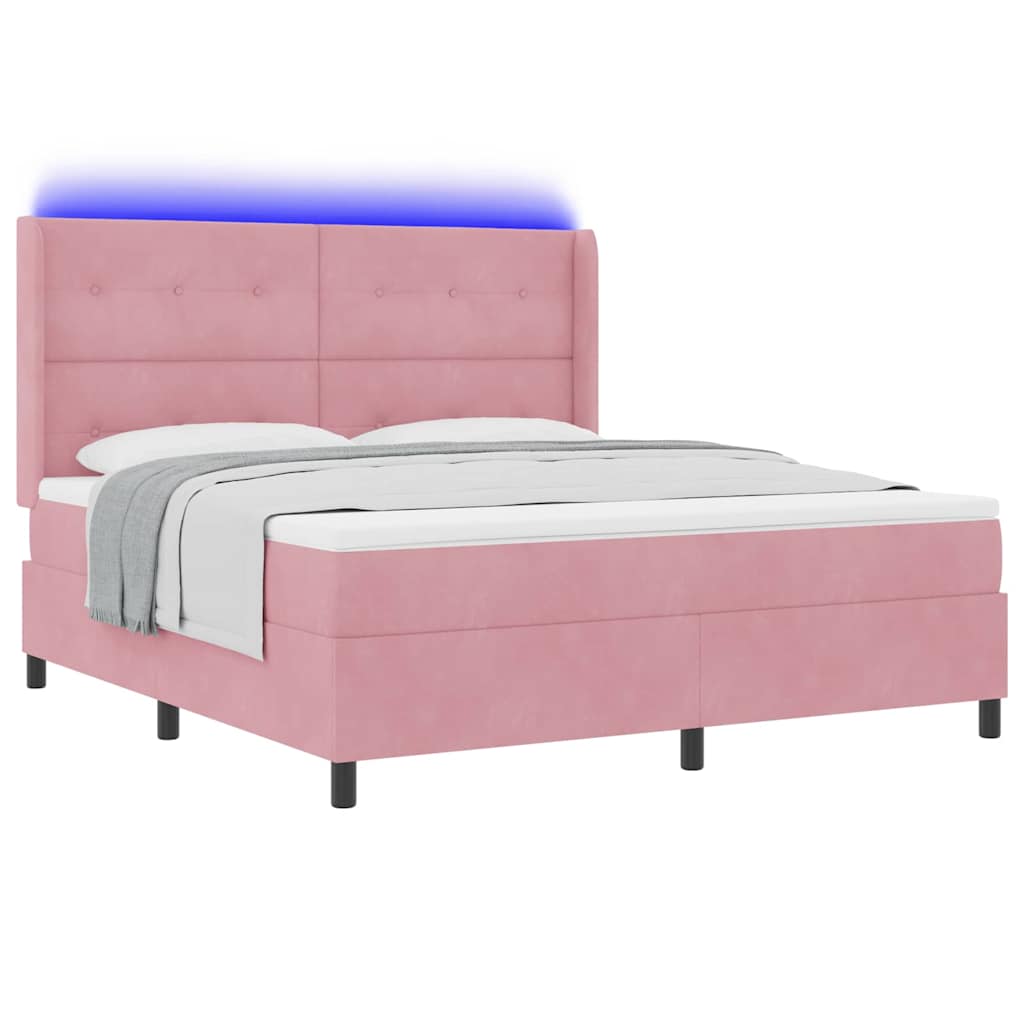 Letto a molle con strisce LED Rosa 180 x 200 cm Velluto | homemem39