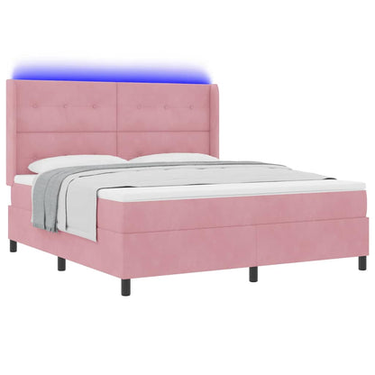 Letto a molle con strisce LED Rosa 180 x 200 cm Velluto | homemem39