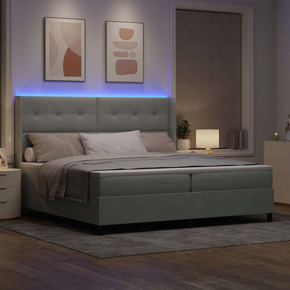 Letto a molle con testiera Grigio chiaro 200 x 200 cm Velluto | homemem39