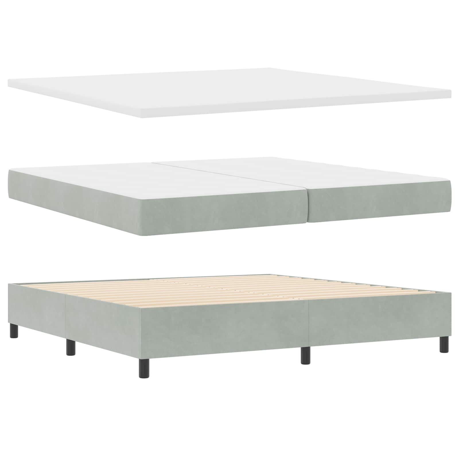 Letto a molle con testiera Grigio chiaro 200 x 200 cm Velluto | homemem39