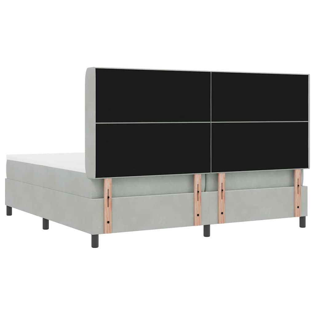 Letto a molle con testiera Grigio chiaro 200 x 200 cm Velluto | homemem39