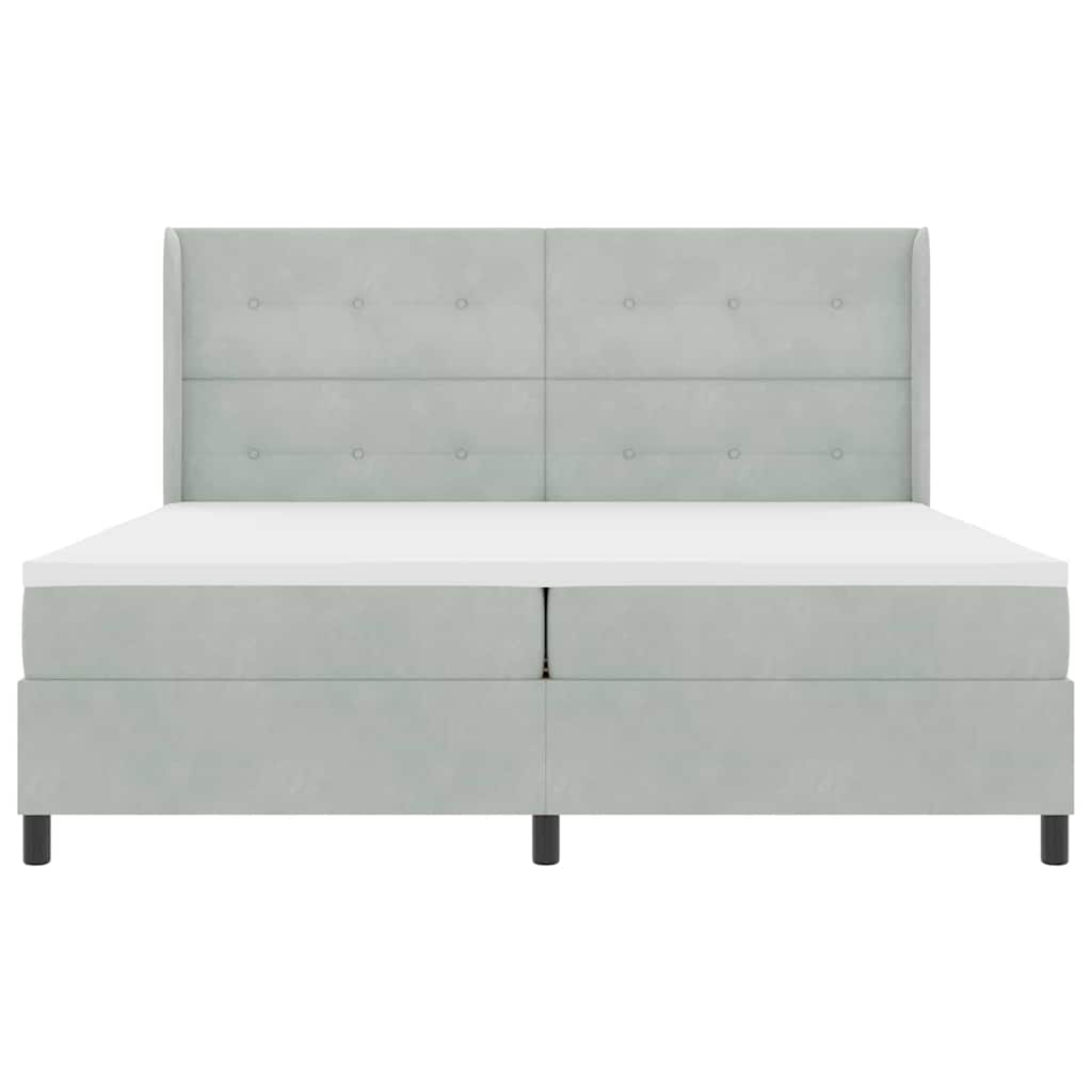 Letto a molle con testiera Grigio chiaro 200 x 200 cm Velluto | homemem39