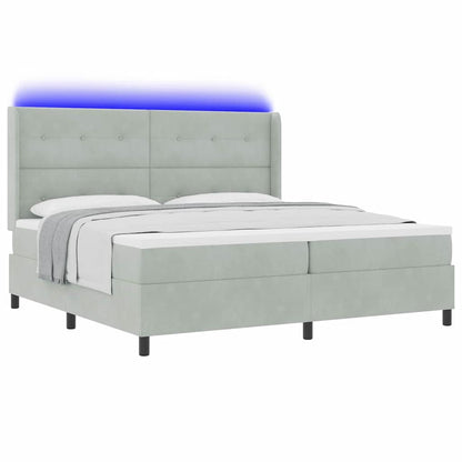 Letto a molle con testiera Grigio chiaro 200 x 200 cm Velluto | homemem39