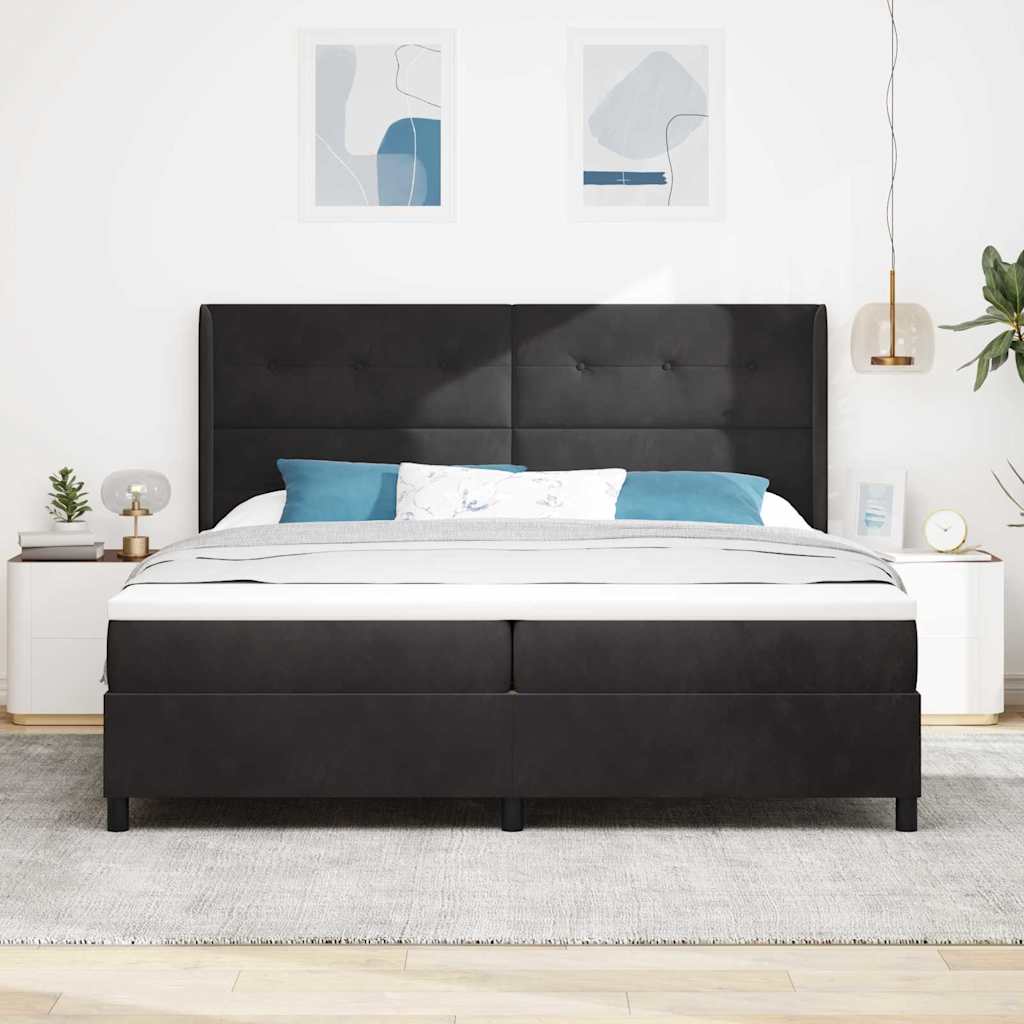 Letto a molle con strisce LED Nero 200 x 200 cm Velluto | homemem39