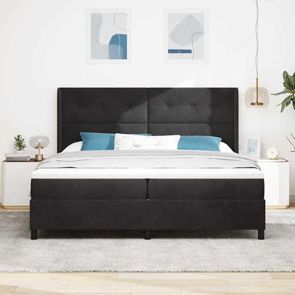 Letto a molle con strisce LED Nero 200 x 200 cm Velluto | homemem39