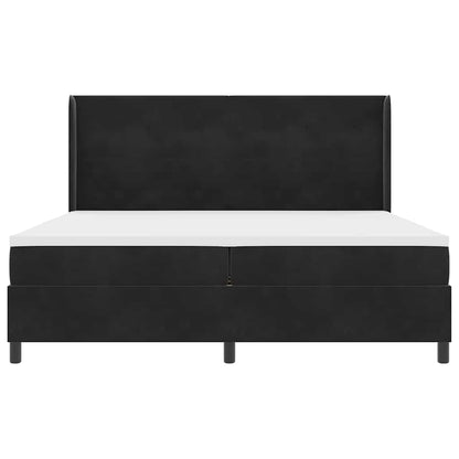 Letto a molle con strisce LED Nero 200 x 200 cm Velluto | homemem39
