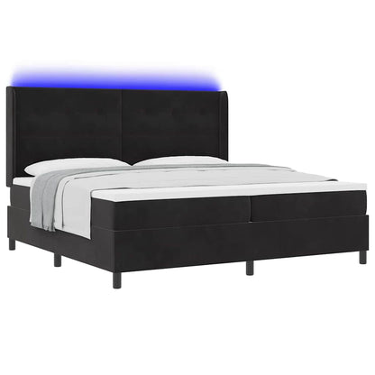 Letto a molle con strisce LED Nero 200 x 200 cm Velluto | homemem39