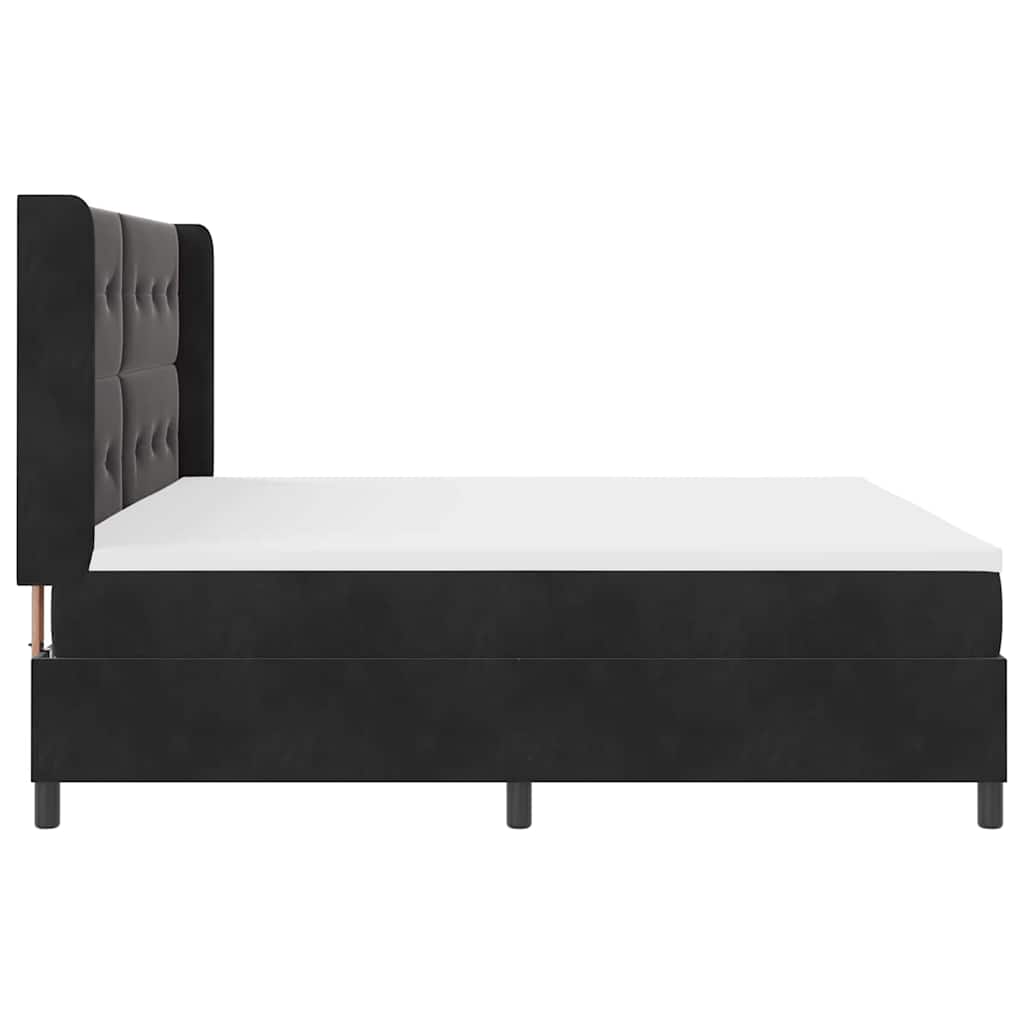 Letto a molle con strisce LED Nero 200 x 200 cm Velluto | homemem39